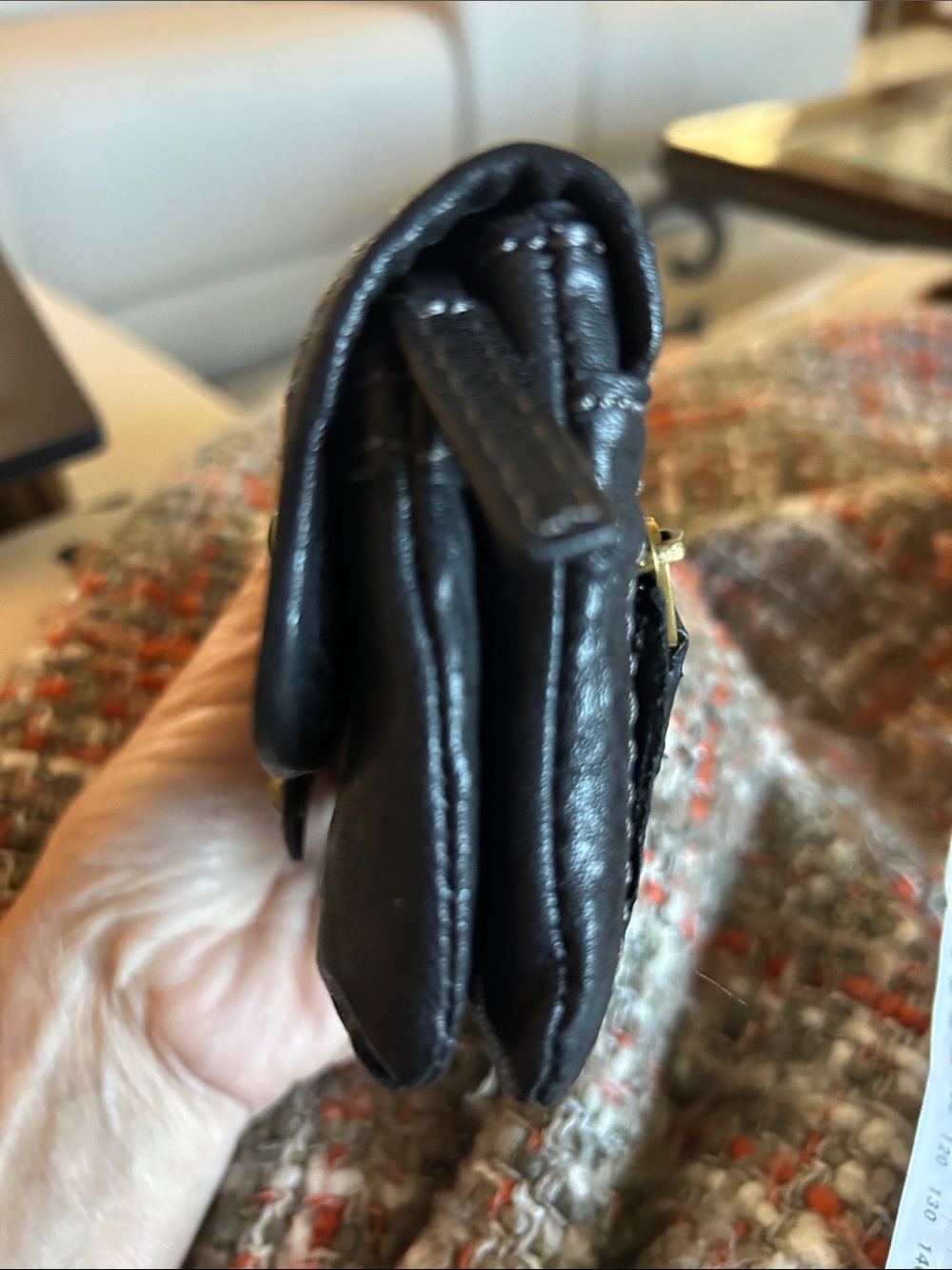 Fossil Black Leather Mini Wallet with Brass Plate Vintage Never Used! So Good! - Picture 6 of 11
